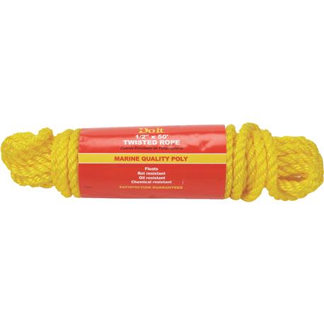 Do it Best Yellow Twisted Polypropylene Packaged Rope, 1/2 In. x 50 Ft.