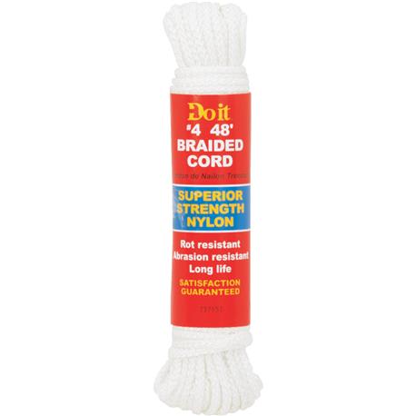 Do it Best White Braided Nylon Packaged Rope, 1/8 In. x 48 Ft.