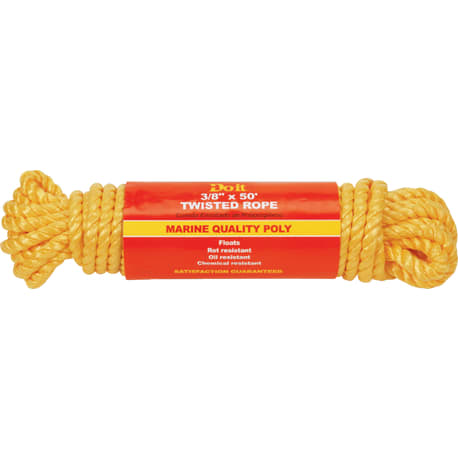 Do it Best Yellow Twisted Polypropylene Packaged Rope, 3/8 In. x 50 Ft.