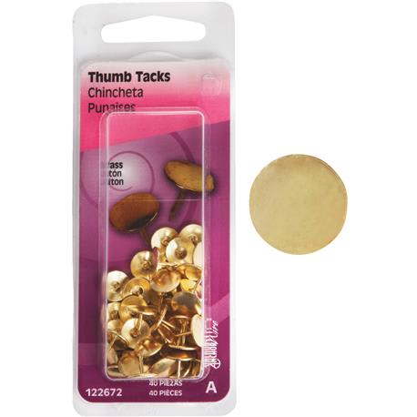 Hillman Brass 23/64" x 15/64" Thumb Tack, 40-Count