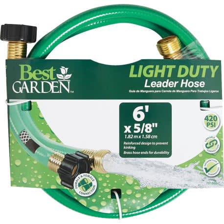 Best Garden Leader Hose with Male and Female Couplings, 6 ft.