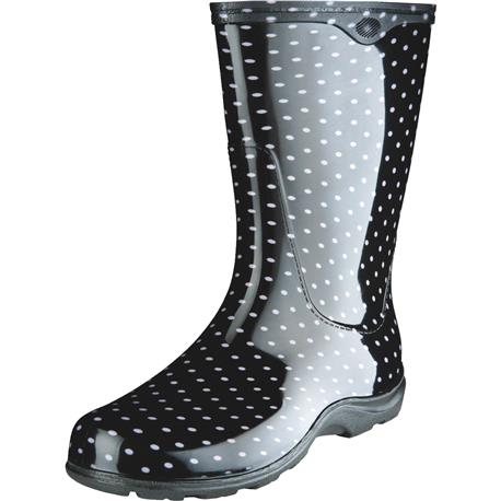 Sloggers Women's Black & White Rubber Polka Dot Boots, Size 9