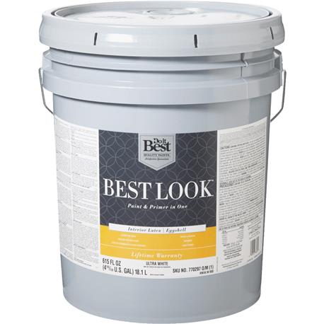 Best Look 5-gal. Ultra White Interior Latex Eggshell Paint & Primer In One