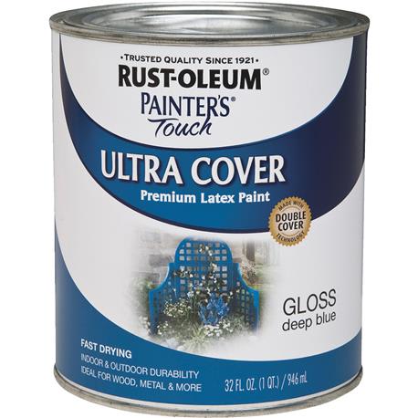 Rust-Oleum Ultra Cover Multi-Purpose Gloss Deep Blue Brush-On Paint, 1 Quart