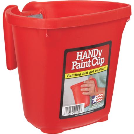 Handy Red Paint Cup w/Hand Rest & Mag. Brush Holder, Pint