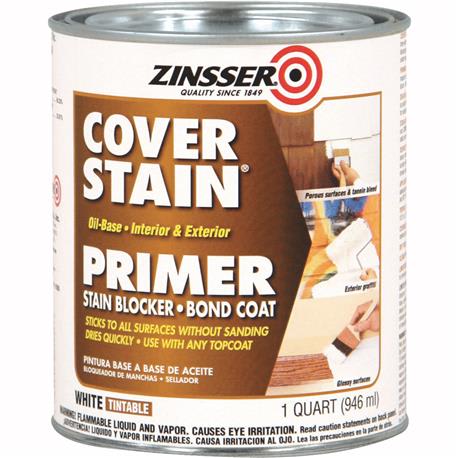 Zinsser Cover-Stain Oil-Base White Sealer & Stain Blocker Primer, 1 Quart