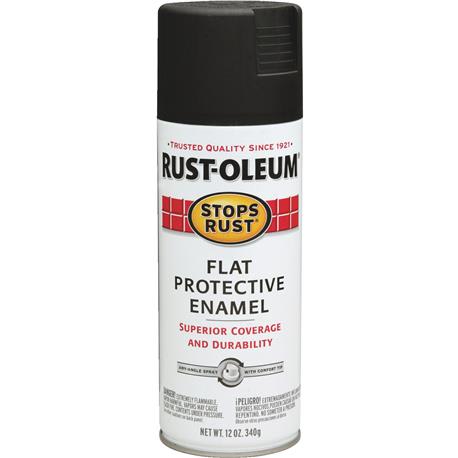 Rust-Oleum Black Flat Protective Enamel Spray Paint, 12 oz.