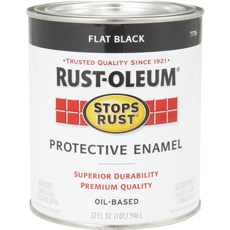 Rust-Oleum Stops Rust Flat Black Protective Enamel Brush-On Paint, 1 Quart