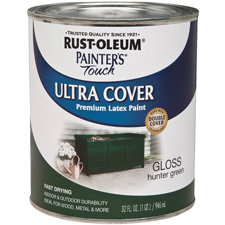 Rust-Oleum Ultra Cover Multi-Purpose Gloss Hunter Green Brush-On Paint, 1 Qt.