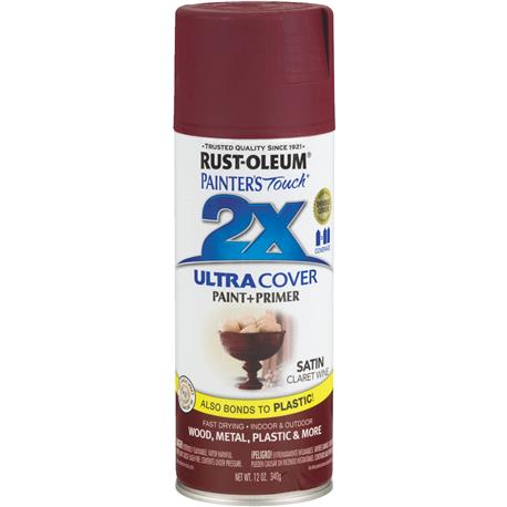 Rust-Oleum Painters' Touch 2X Claret Wine Satin Spray Paint & Primer, 12 oz.