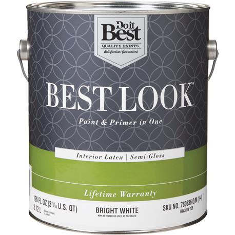 Best Look 1-gal. Bright White Interior Latex Semi-Gloss Paint & Primer In One