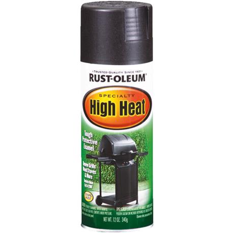 Rust-Oleum Black Satin High Heat Spray Paint, 12 oz.