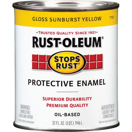 Rust-Oleum Stops Rust Gloss Sunburst Yellow Protective Enamel Paint 1 Quart