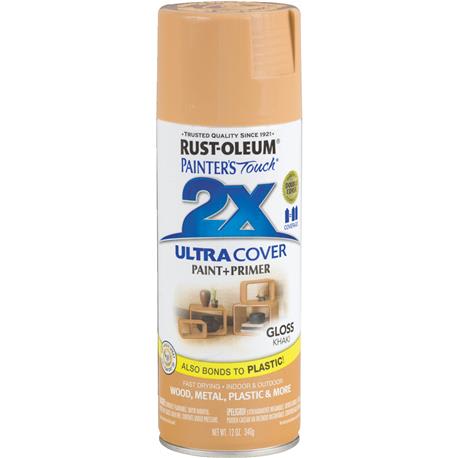 Rust-Oleum Painters' Touch 2X Khaki Gloss Spray Paint & Primer, 12 oz.