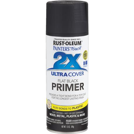 Rust-Oleum Painters' Touch 2X Black Flat Spray Paint & Primer, 12 oz.