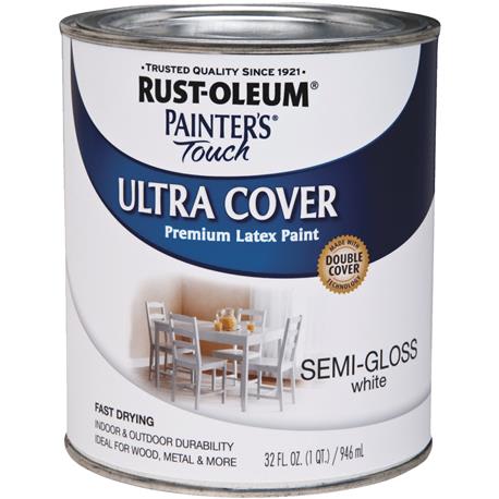 Rust-Oleum Painter's Touch 2X Ultra Cover Semi-Gloss White Brush-On Enamel, 1 Qt.