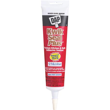 DAP Kwik Seal Plus Biscuit Premium Kitchen & Bath Adhesive Sealant, 5.5 oz.