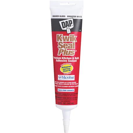 DAP Kwik Seal Plus Brighter White Premium Kitchen & Bath Adhesive Sealant, 5.5 oz.