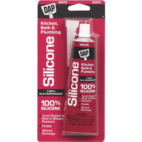 DAP White Kitchen & Bath 100% Silicone Rubber Sealant, 2.8 oz.