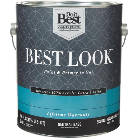 Best Look Neutral Base Exterior Latex Satin Paint & Primer In One, 1 Gallon