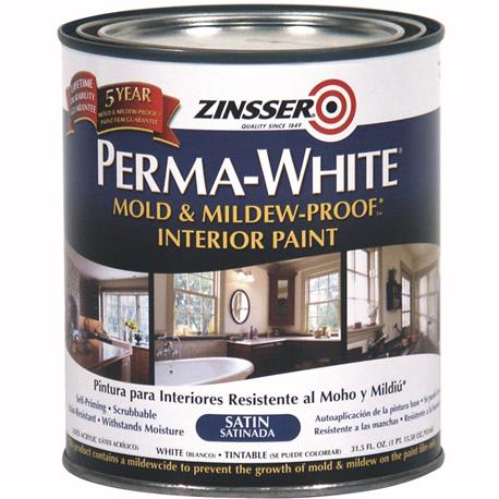 Zinsser Perma-White White Tintable Mold & Mildew-Proof Paint, 1 Quart