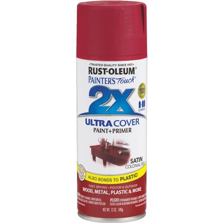 Rust-Oleum Painters' Touch 2X Colonial Red Satin Spray Paint + Primer, 12 oz.