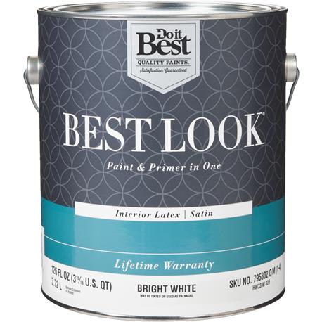 Best Look Bright White Interior Latex Satin Paint & Primer In One, 1 Gallon