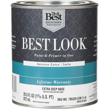 Best Look Extra Deep Base Interior Latex Satin Paint & Primer In One, 1 Quart