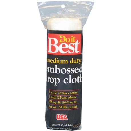 Do it Best Clear Medium Duty Embossed Plastic Drop Cloth, 9 x12 ft.