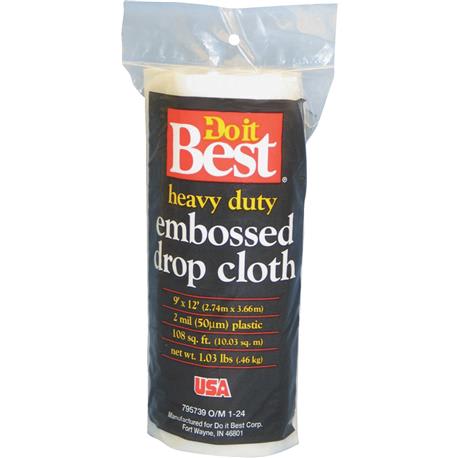 Do it Best Clear Heavy Duty Embossed Plastic Drop Cloth, 9 x 12 ft.