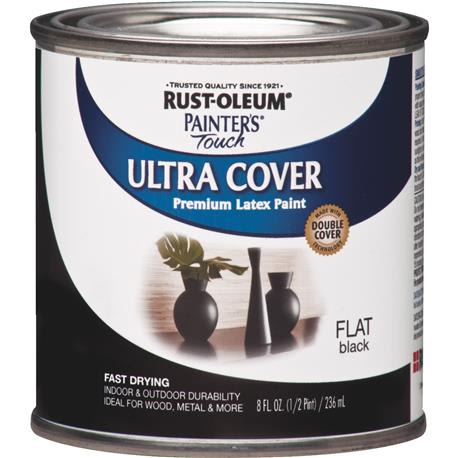 Rust-Oleum Ultra Cover Multi-Purpose Flat Black Brush-On Paint, 1/2 Pint