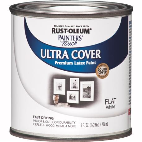 Rust-Oleum Ultra Cover Multi-Purpose Flat White Brush-On Paint, 1/2 Pint