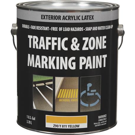 Traffic & Zone Exterior Acrylic Latex Yellow Marking Paint, Gallon