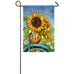 Evergreen Happy Day Sunflowers Suede Garden Flag