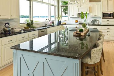 Granite Countertop Black and Robin Egg Island