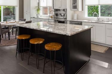 Granite Countertop Gray and Black Island