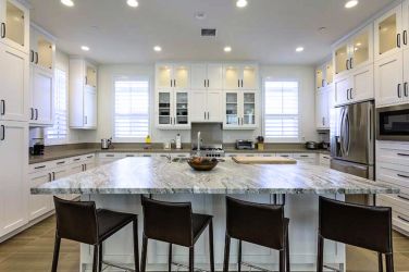 Granite Countertop Gray and White Island