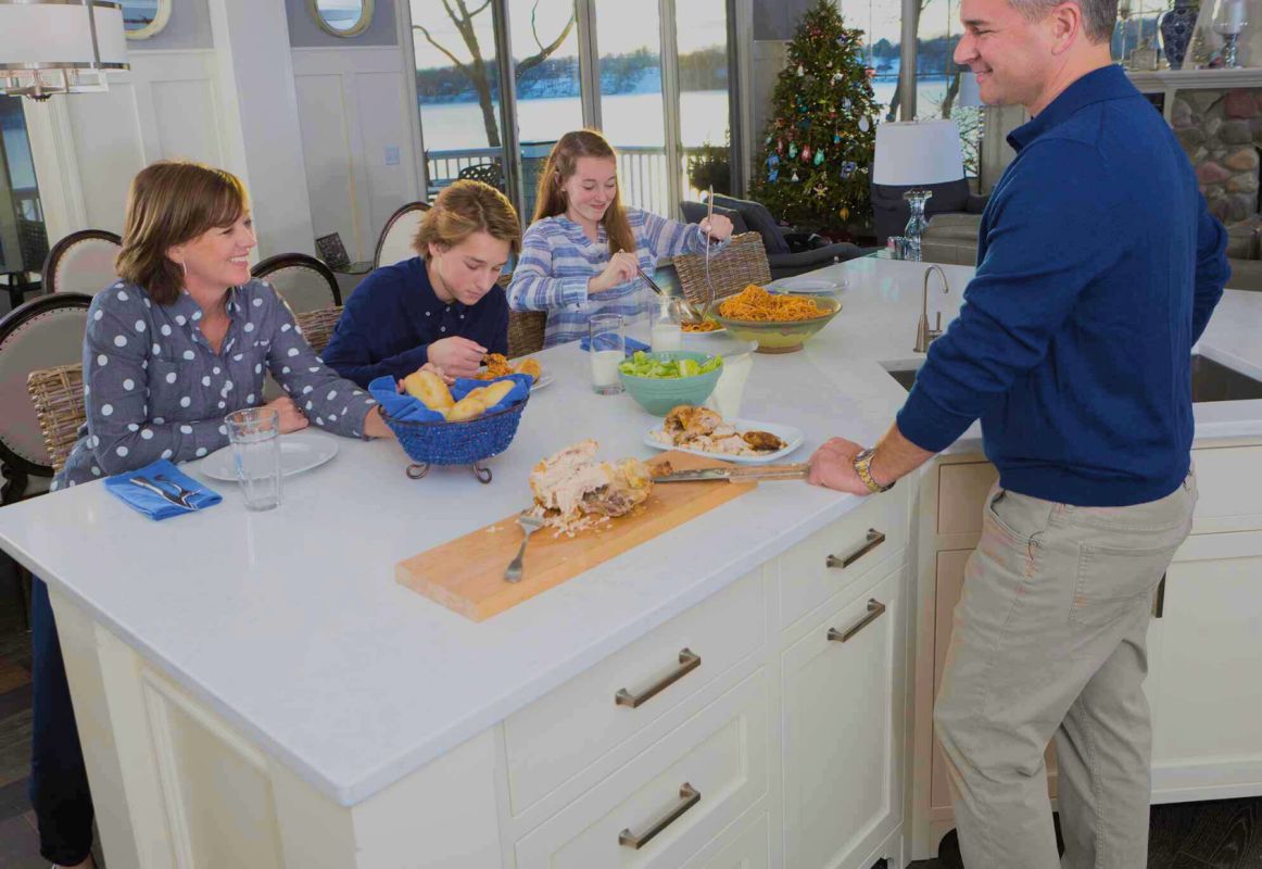 Is Cambria Food Safe - Family with Food on Countertop