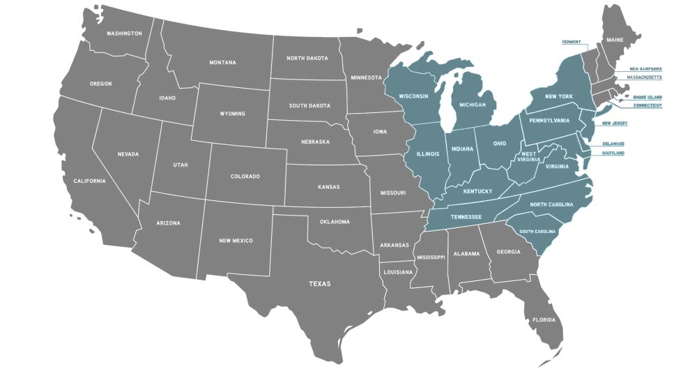 Map of Commercial Countertop Range