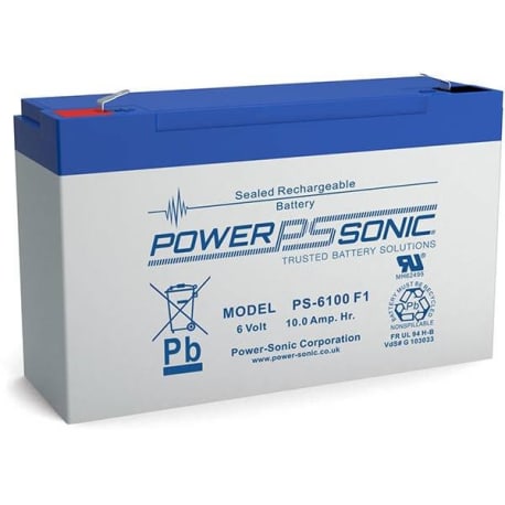 Powersonic 6 Volt 12 Ah F1 Terminal Emergency Backup Battery