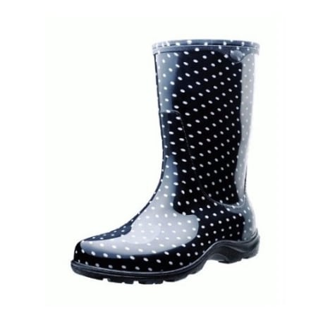 Principle Plastics Sloggers Black Polka Dot Rain Boot 6