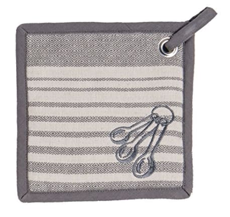 Kay Dee Designs Birdseye Woven Embroidered Potholder with Grommets Graphite