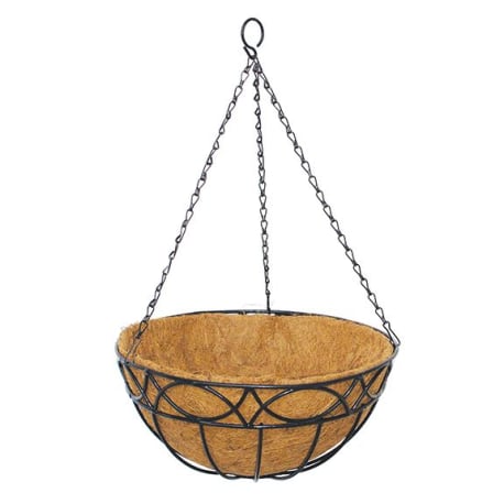 Border Concepts Hampton Hanging Basket with Coco Liner, 7 x 14 in.