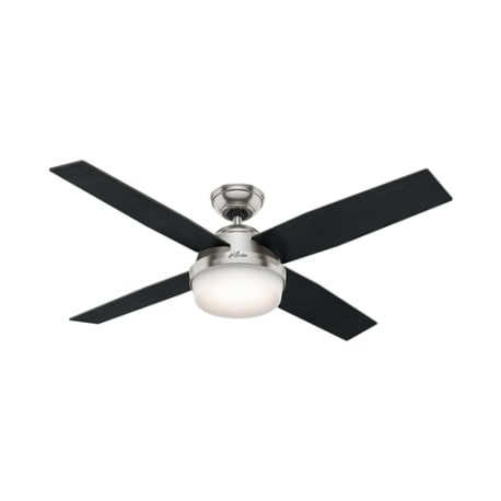 Hunter Dempsey Brushed Nickel Ceiling Fan with Integrated Light, 52 in.