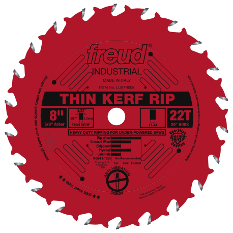 Freud 8 in. x 22 x 5/8 ATB Red Saw Blade