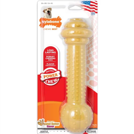 Nylabone Peanut Butter Flavor Monster Power Chew Barbell