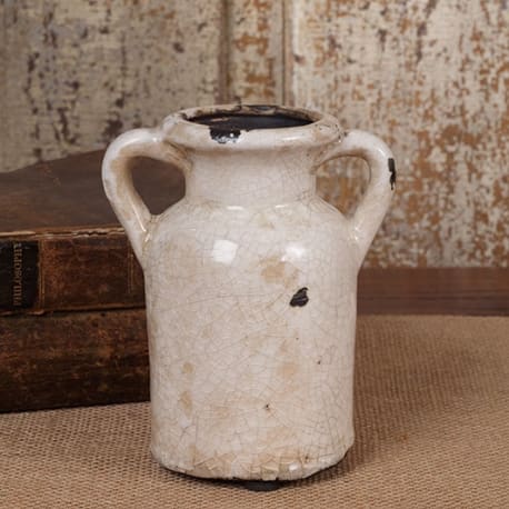 Country House Small Aged Cream Handled Jar