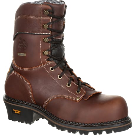 Georgia Brown AMP LT Logger Comp Toe Work Boots Size 9.5M