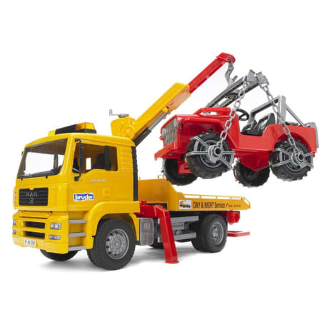 Bruder Toys MAN TGA Tow Truck with Cross Country Vehicle