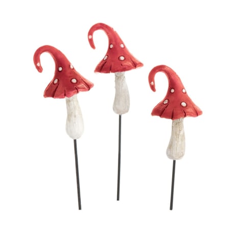 Georgetown Home & Garden Fairy Garden Red Mushroom Pick Set